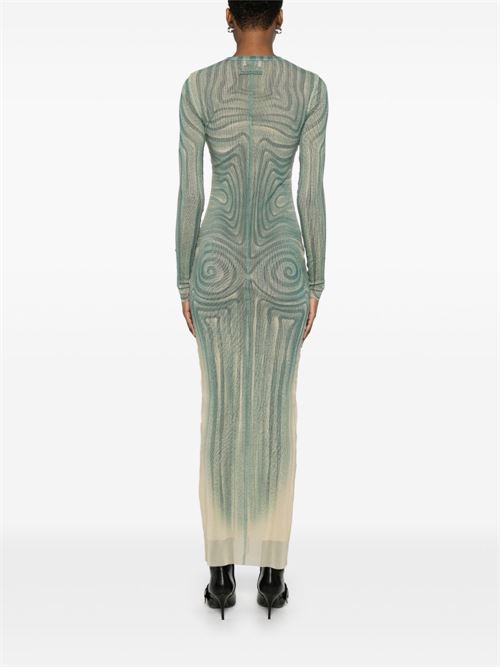 Spiral Printed Mesh Long Dress with Ruffles JEAN PAUL GAULTIER | 2534FRO390T5870351